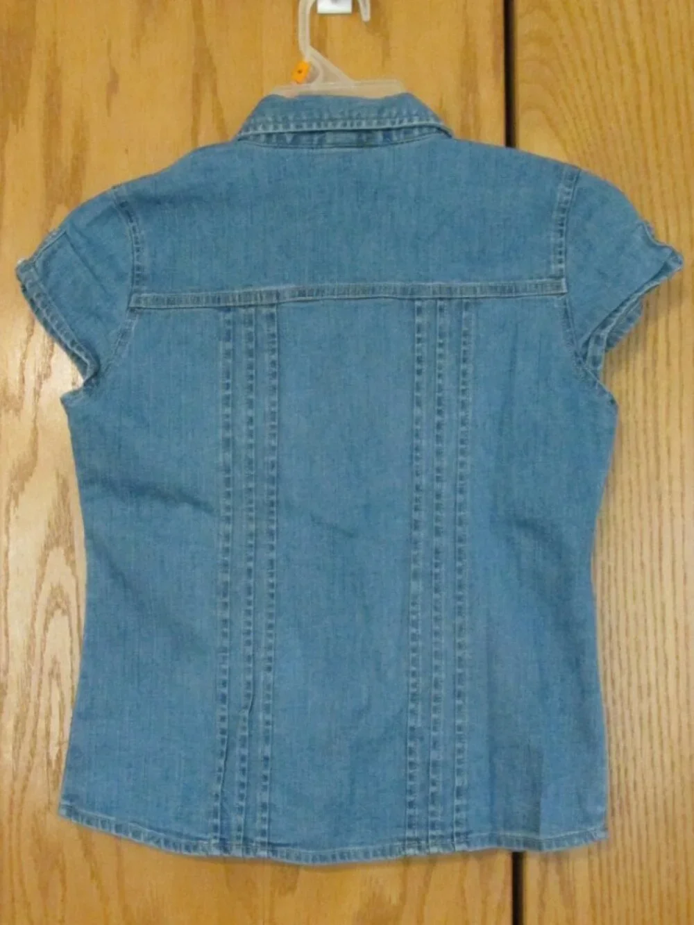 OLD NAVY GIRL'S SIZE 12 SHIRT STRETCH DENIM CAP SLEEVES TOP WESTERN COASTAL COWG